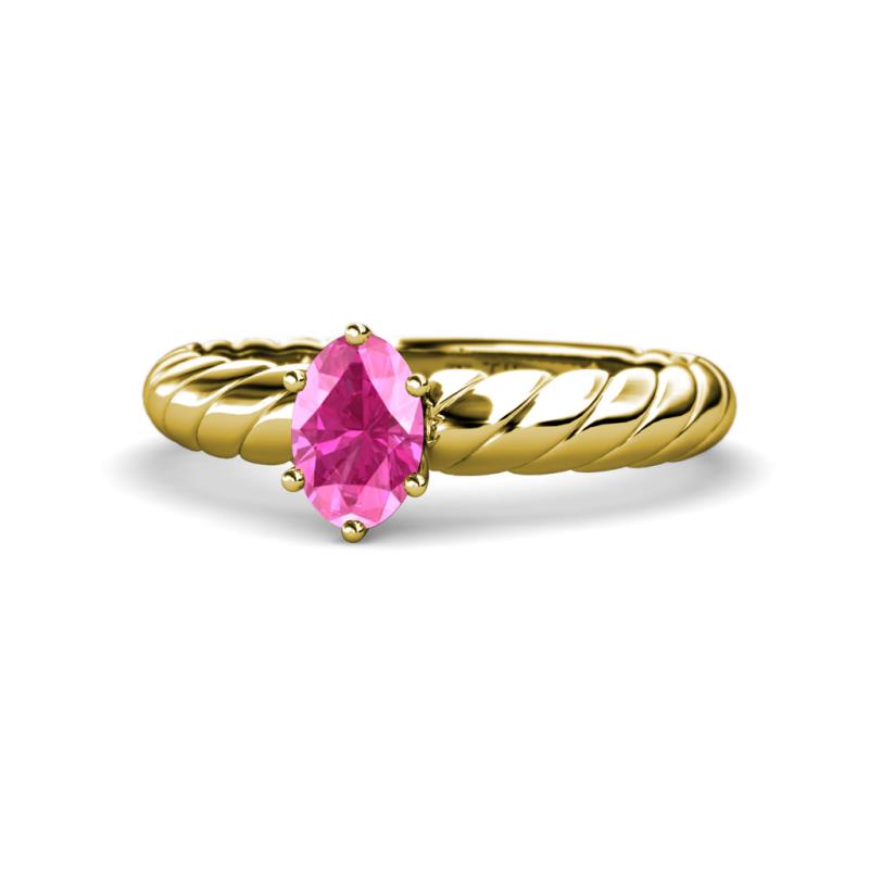 Eudora Classic 7x5 mm Oval Shape Pink Sapphire Solitaire Engagement Ring 