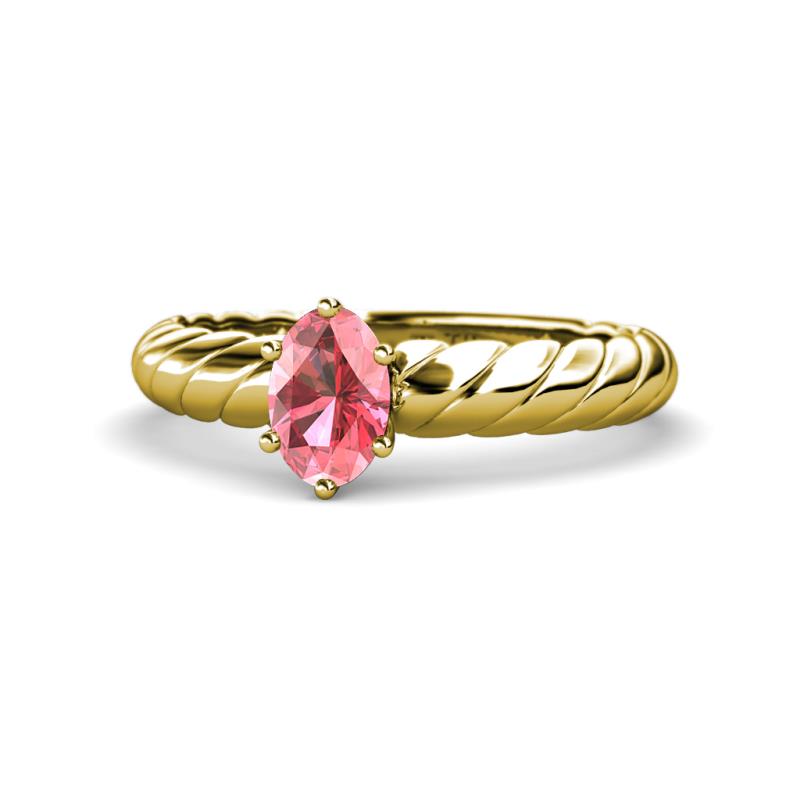 Eudora Classic 7x5 mm Oval Shape Pink Tourmaline Solitaire Engagement Ring 