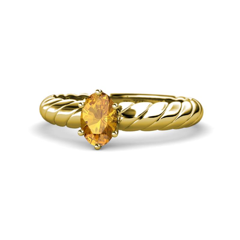 Eudora Classic 7x5 mm Oval Shape Citrine Solitaire Engagement Ring 