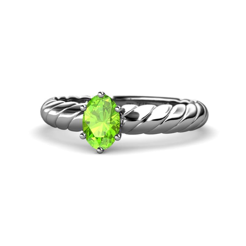 Eudora Classic 7x5 mm Oval Shape Peridot Solitaire Engagement Ring 