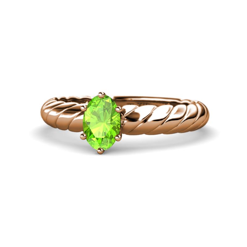 Eudora Classic 7x5 mm Oval Shape Peridot Solitaire Engagement Ring 