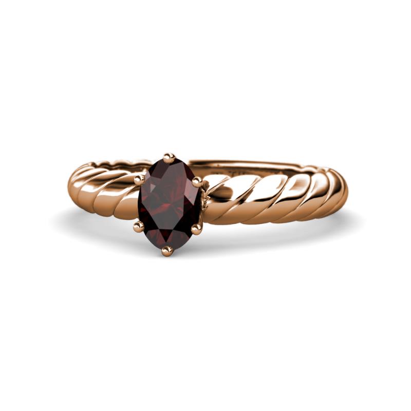 Eudora Classic 7x5 mm Oval Shape Red Garnet Solitaire Engagement Ring 