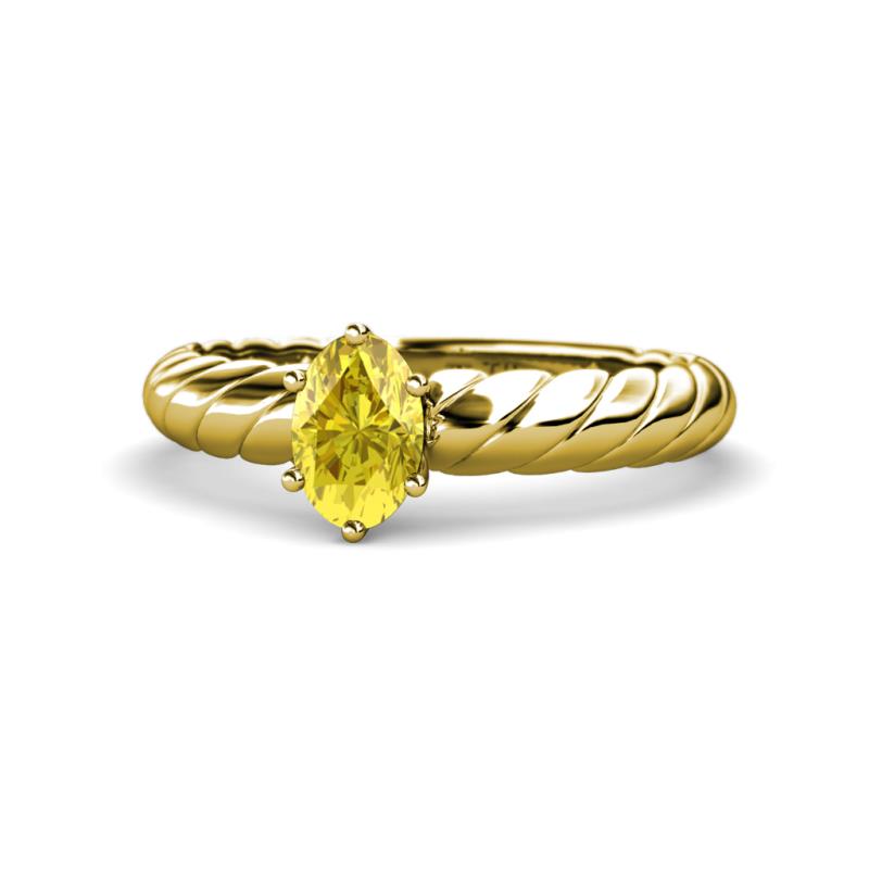Eudora Classic 7x5 mm Oval Shape Yellow Sapphire Solitaire Engagement Ring 
