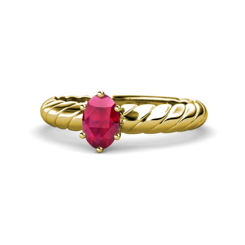Eudora Classic 7x5 mm Oval Shape Ruby Solitaire Engagement Ring 