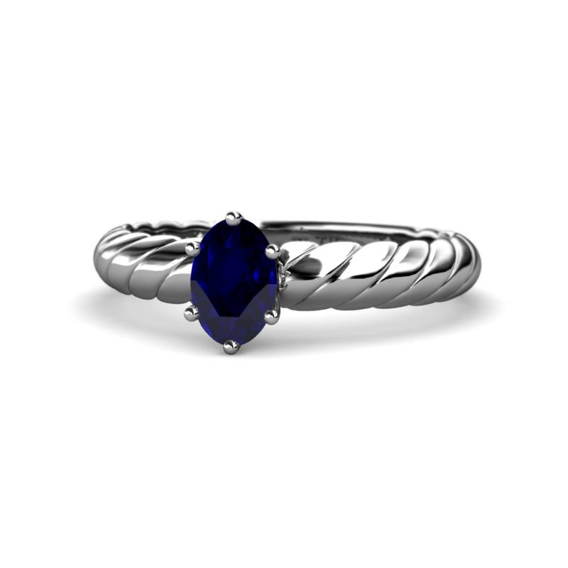 Eudora Classic 7x5 mm Oval Shape Blue Sapphire Solitaire Engagement Ring 