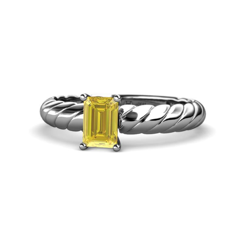 Eudora Classic 7x5 mm Emerald Shape Yellow Sapphire Solitaire Engagement Ring 