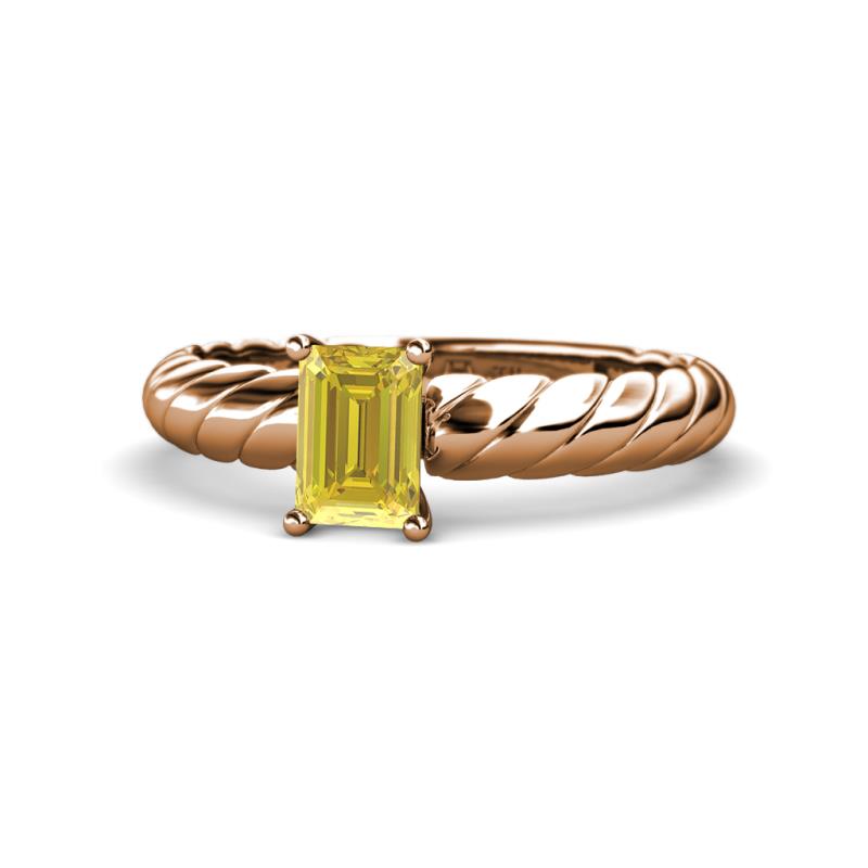 Eudora Classic 7x5 mm Emerald Shape Yellow Sapphire Solitaire Engagement Ring 