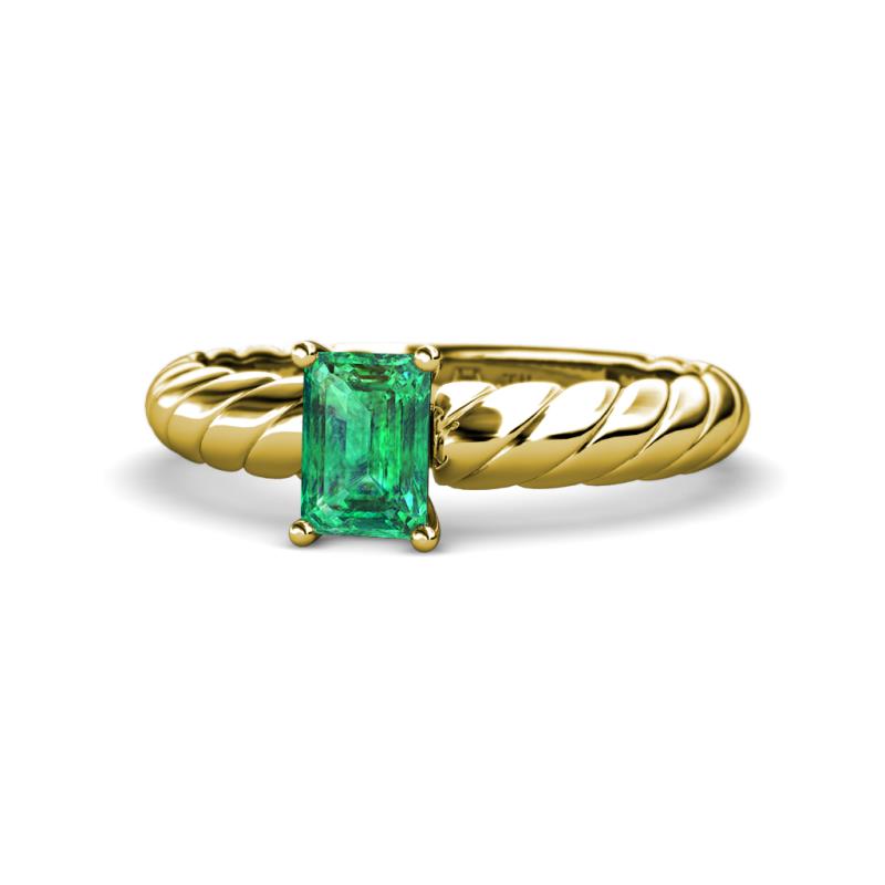 Eudora Classic 7x5 mm Emerald Shape Emerald Solitaire Engagement Ring 