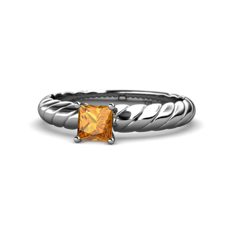 Eudora Classic 5.5 mm Princess Cut Citrine Solitaire Engagement Ring 