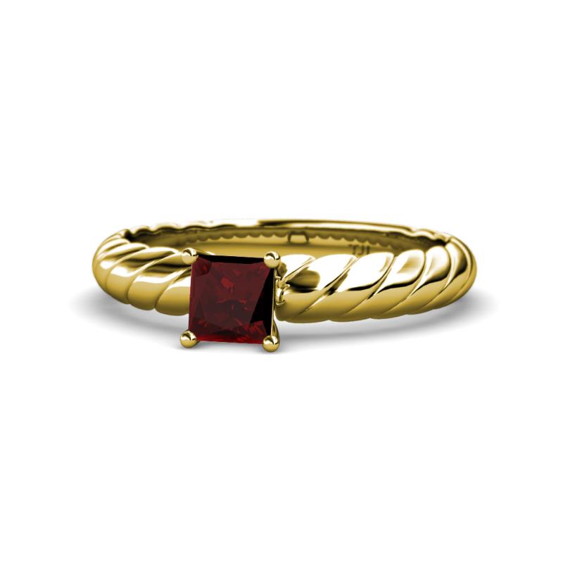 Eudora Classic 5.5 mm Princess Cut Red Garnet Solitaire Engagement Ring 