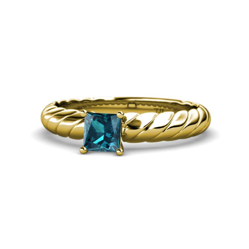 Eudora Classic 5.5 mm Princess Cut London Blue Topaz Solitaire Engagement Ring 
