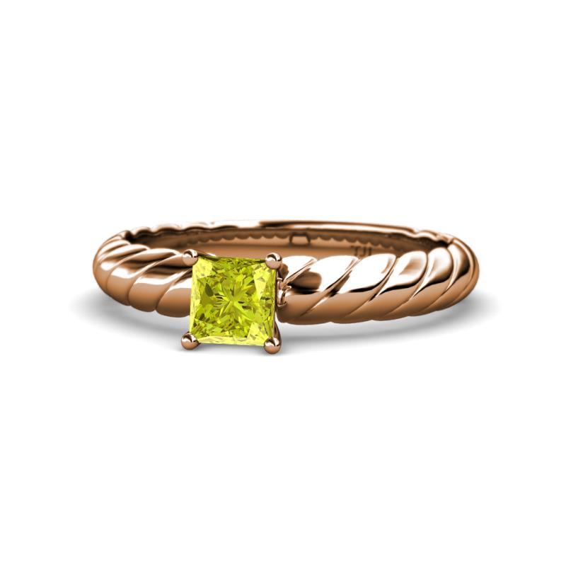 Eudora Classic 5.5 mm Princess Cut Yellow Diamond Solitaire Engagement Ring 