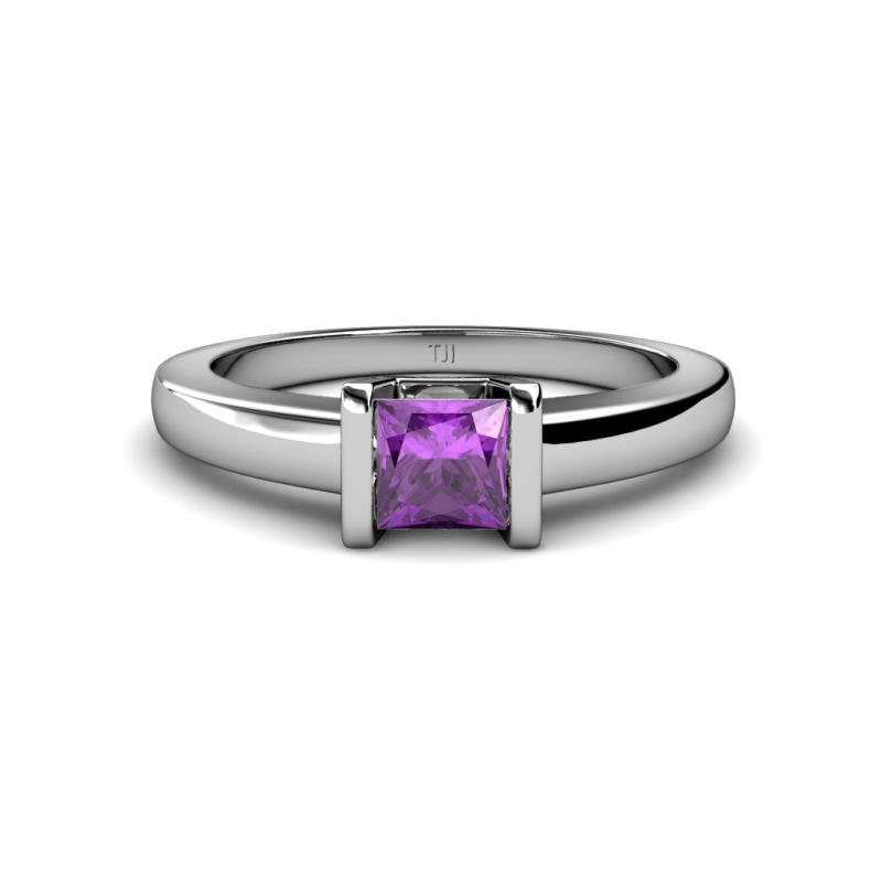 Izna Princess Cut Amethyst Solitaire Engagement Ring 