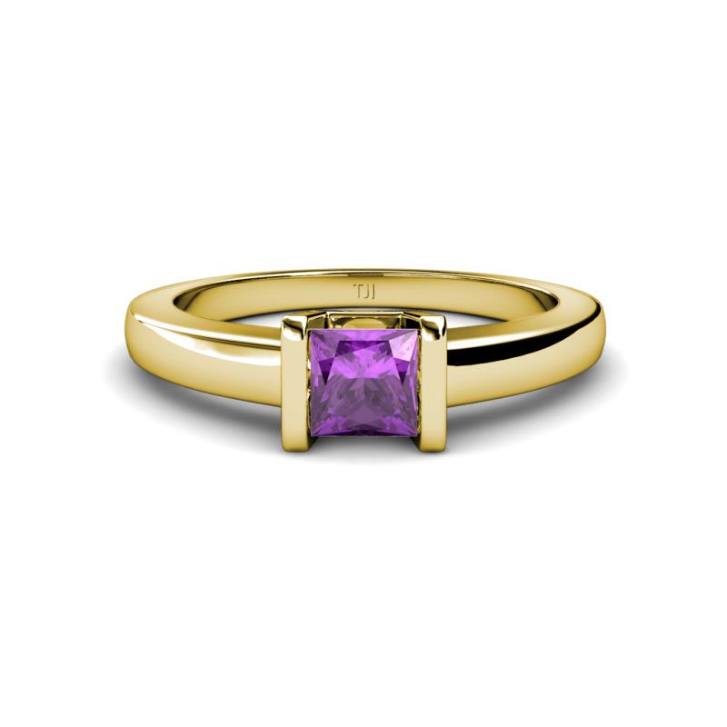 Izna Princess Cut Amethyst Solitaire Engagement Ring 