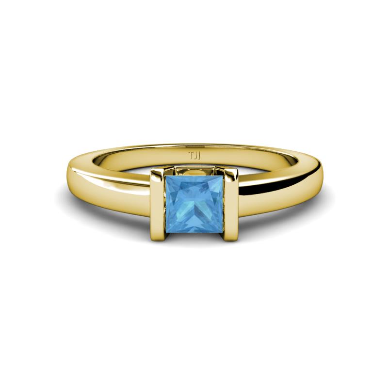Izna Princess Cut Blue Topaz Solitaire Engagement Ring 