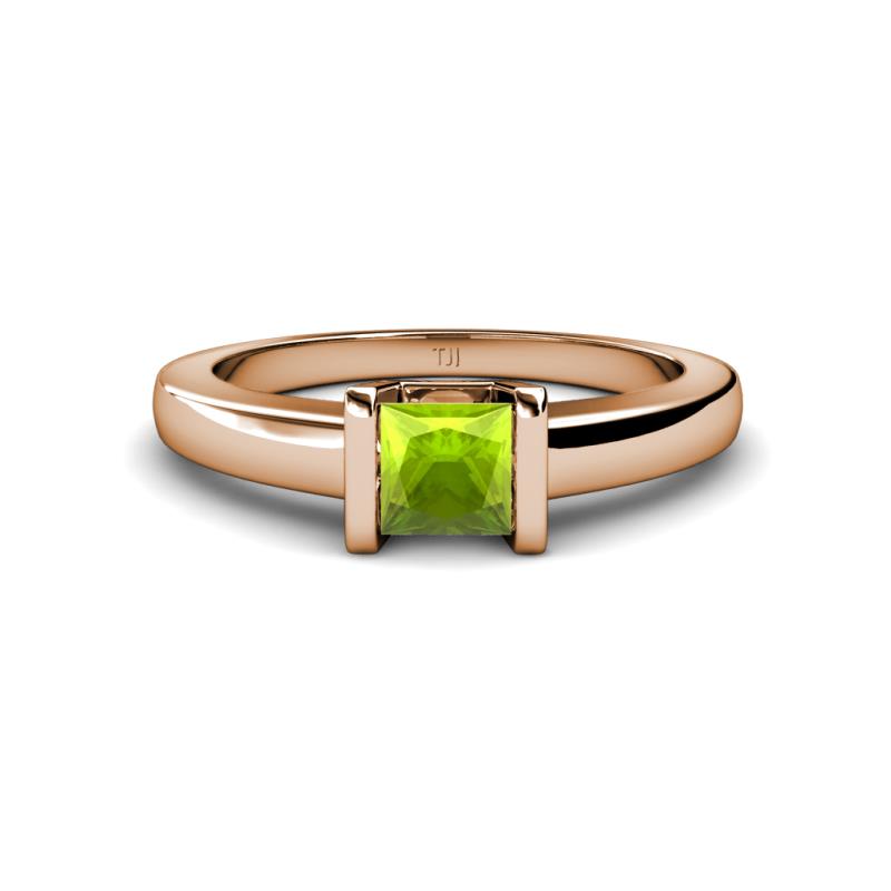 Izna Princess Cut Peridot Solitaire Engagement Ring 