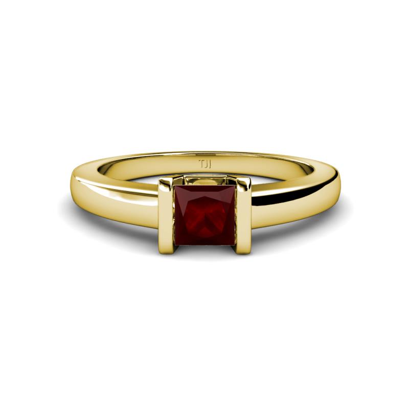 Izna Princess Cut Red Garnet Solitaire Engagement Ring 