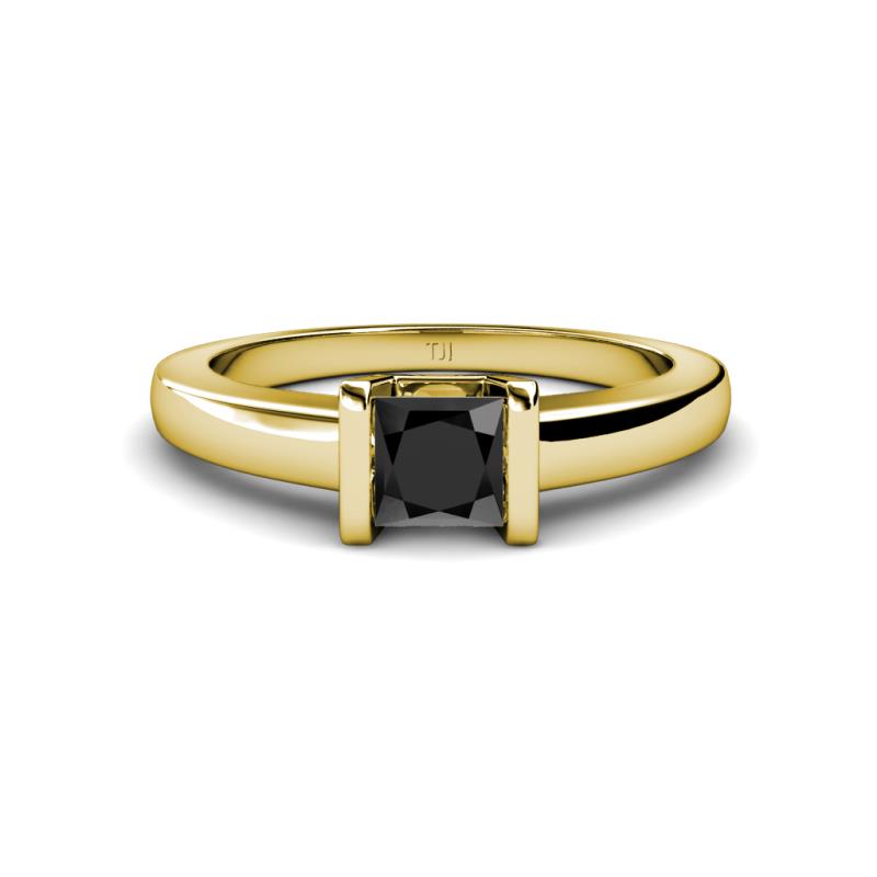 Izna Princess Cut Black Diamond Solitaire Engagement Ring 