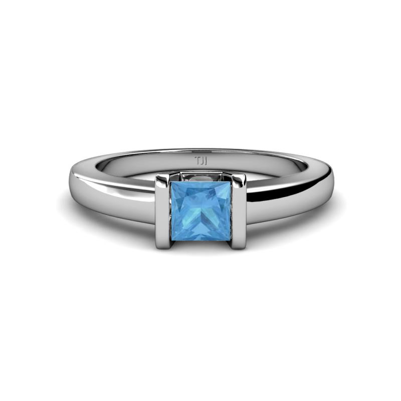 Izna Princess Cut Blue Topaz Solitaire Engagement Ring 