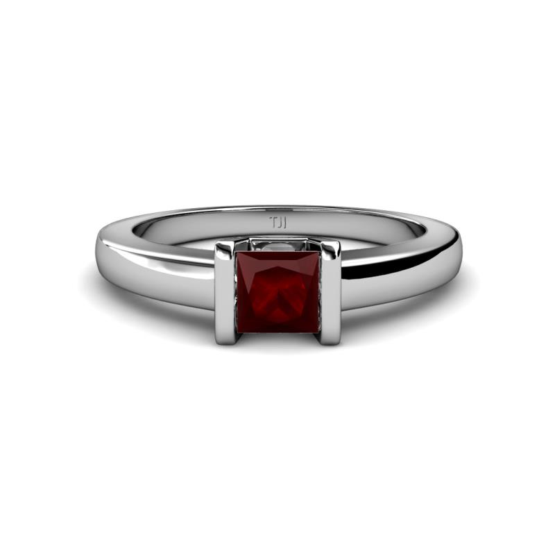 Izna Princess Cut Red Garnet Solitaire Engagement Ring 