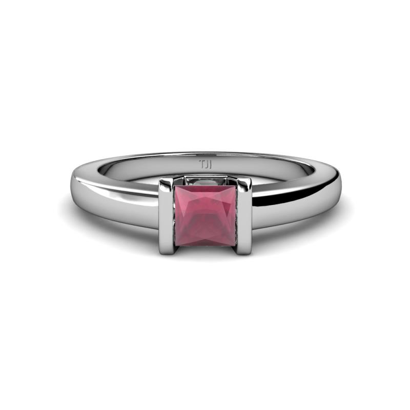 Izna Princess Cut Rhodolite Garnet Solitaire Engagement Ring 