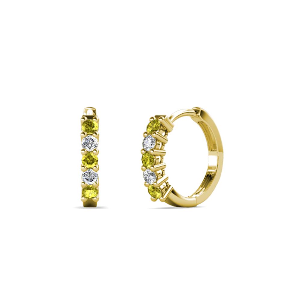 Aricia Petite Yellow and White Diamond Hoop Earrings 