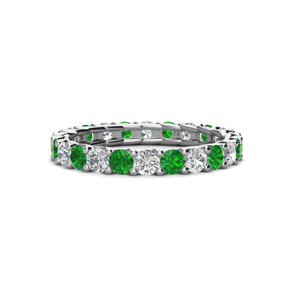 Laida 3.00 mm Green Garnet and Diamond Eternity Band 