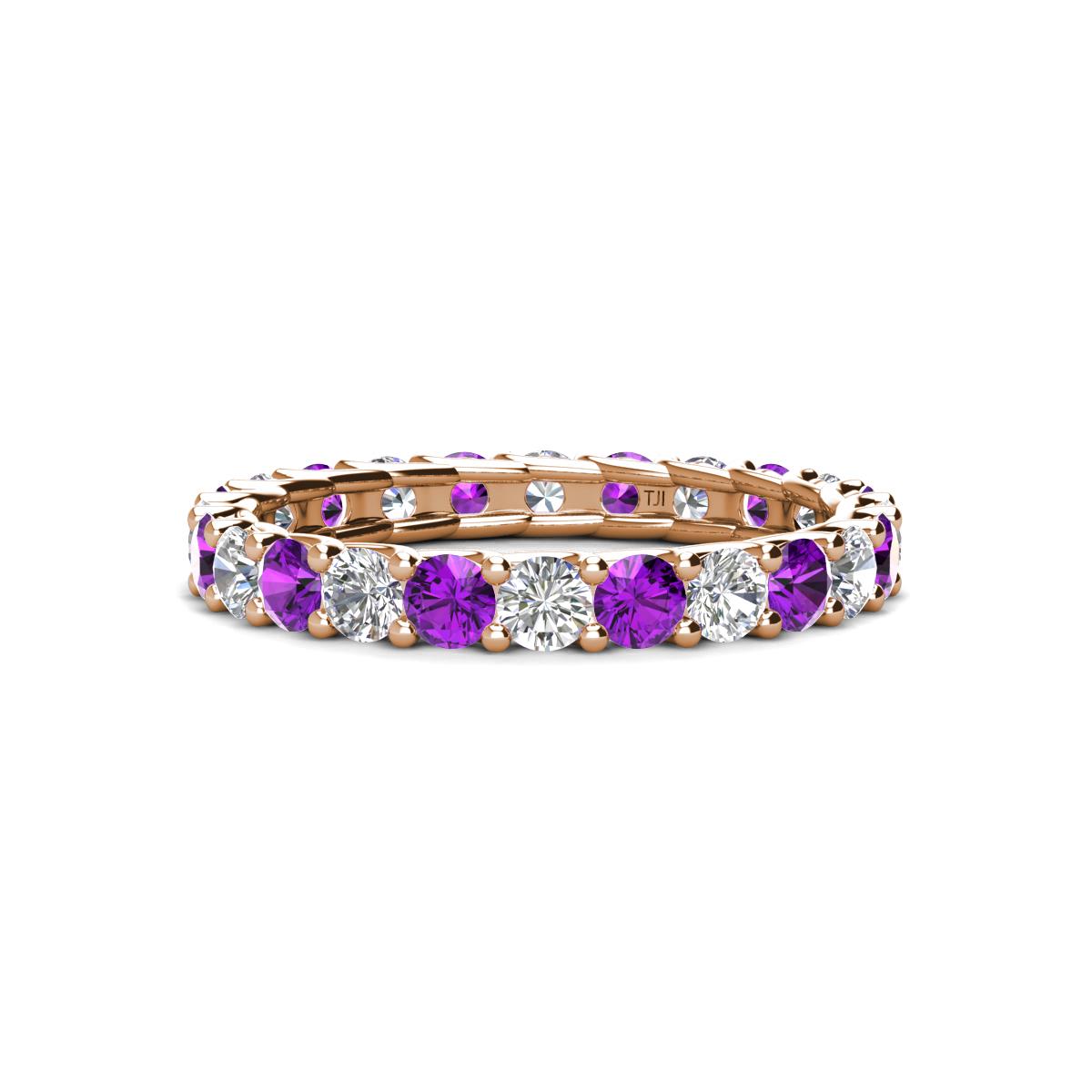 Laida 3.00 mm Amethyst and Diamond Eternity Band 