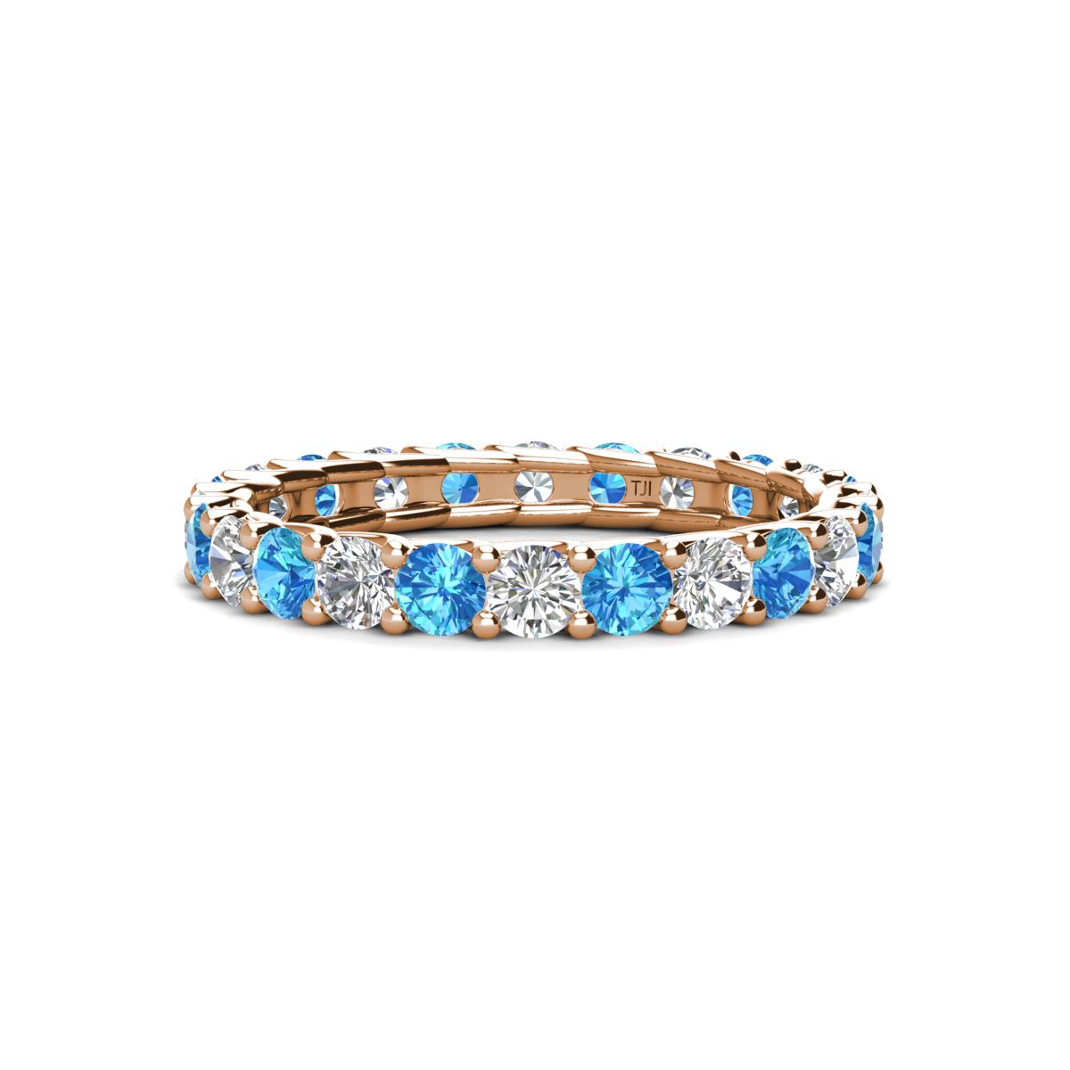 Laida 3.00 mm Blue Topaz and Diamond Eternity Band 