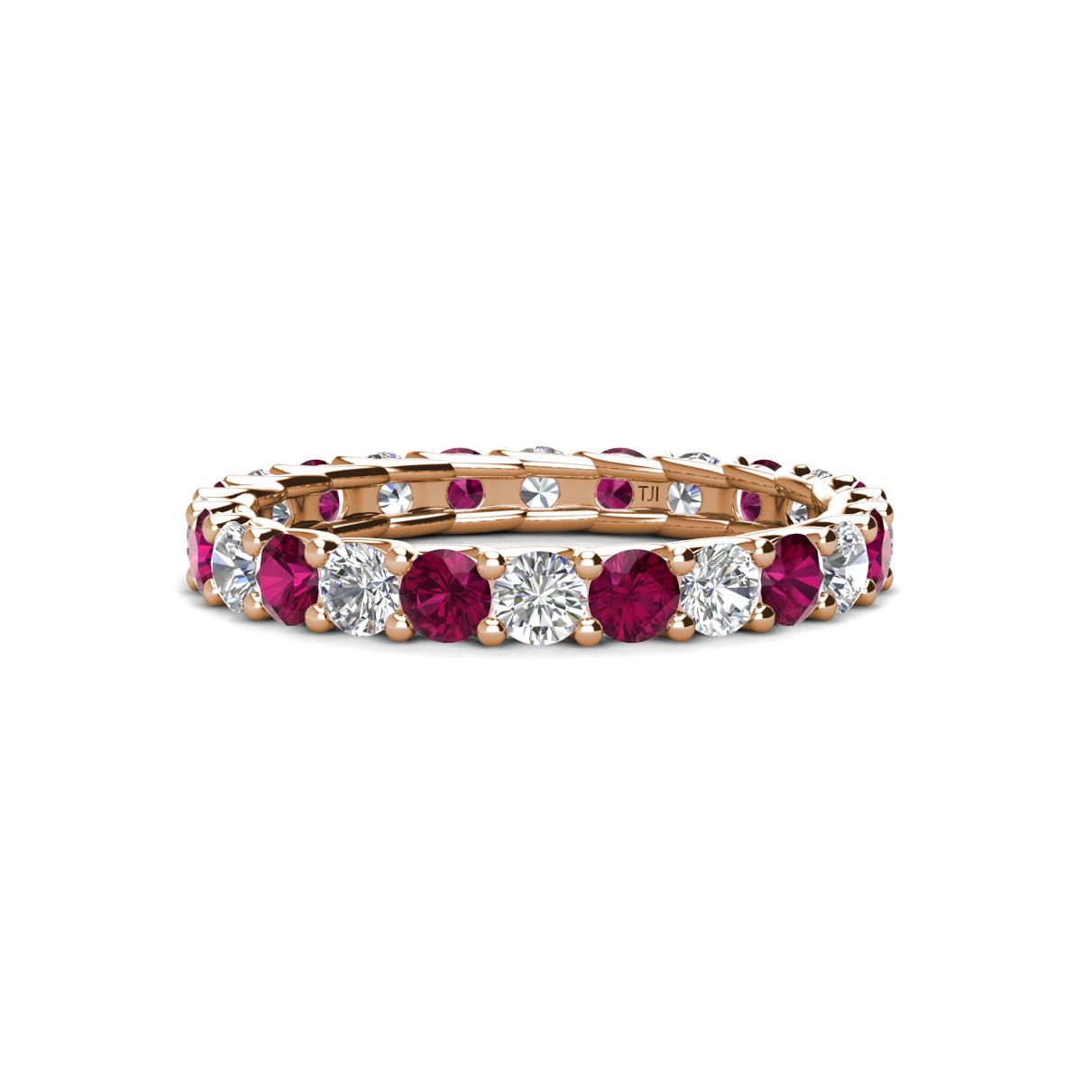 Laida 3.00 mm Rhodolite Garnet and Diamond Eternity Band 