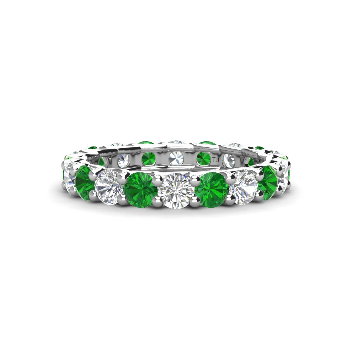 Laida 3.40 mm Green Garnet and Diamond Eternity Band 