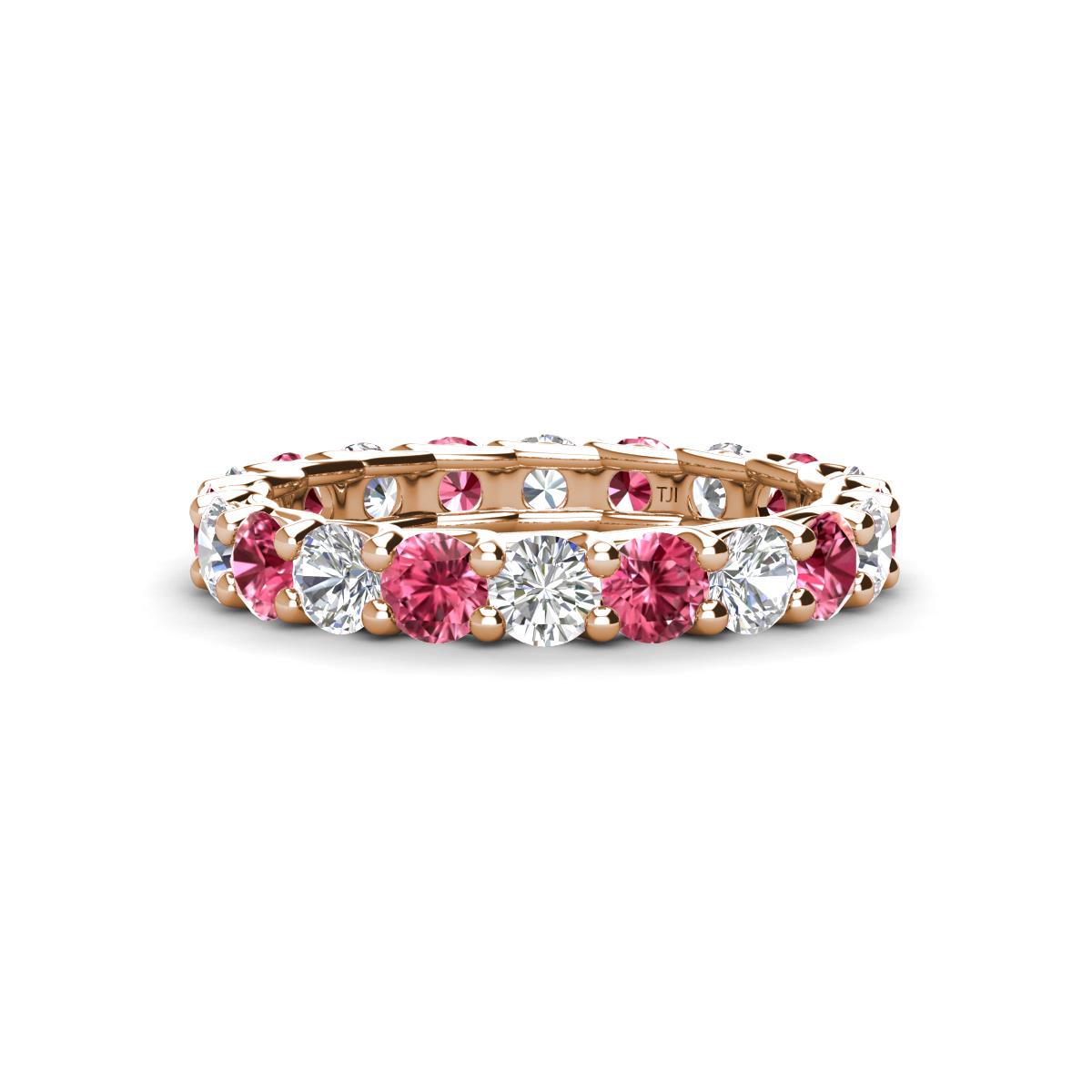 Laida 3.40 mm Pink Tourmaline and Diamond Eternity Band 