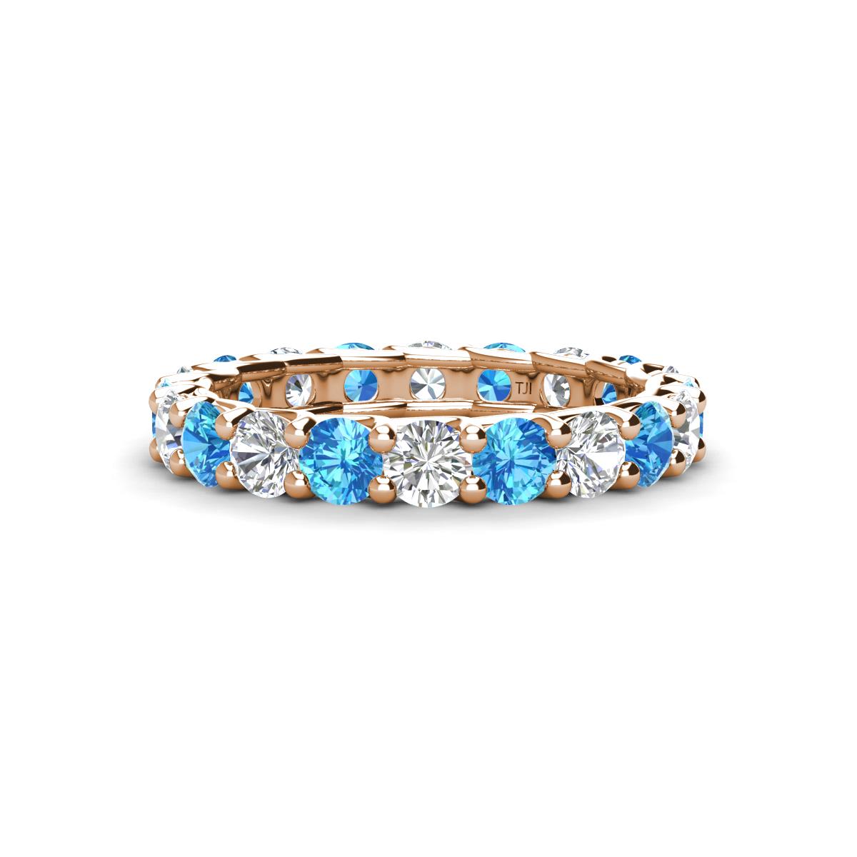 Laida 3.40 mm Blue Topaz and Diamond Eternity Band 