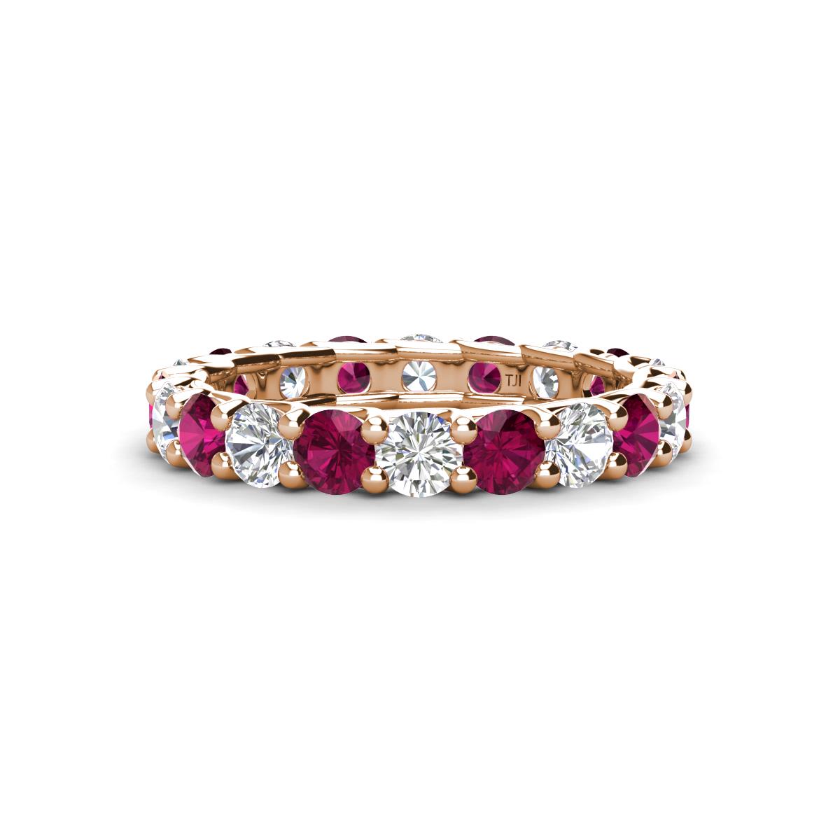 Laida 3.40 mm Rhodolite Garnet and Diamond Eternity Band 