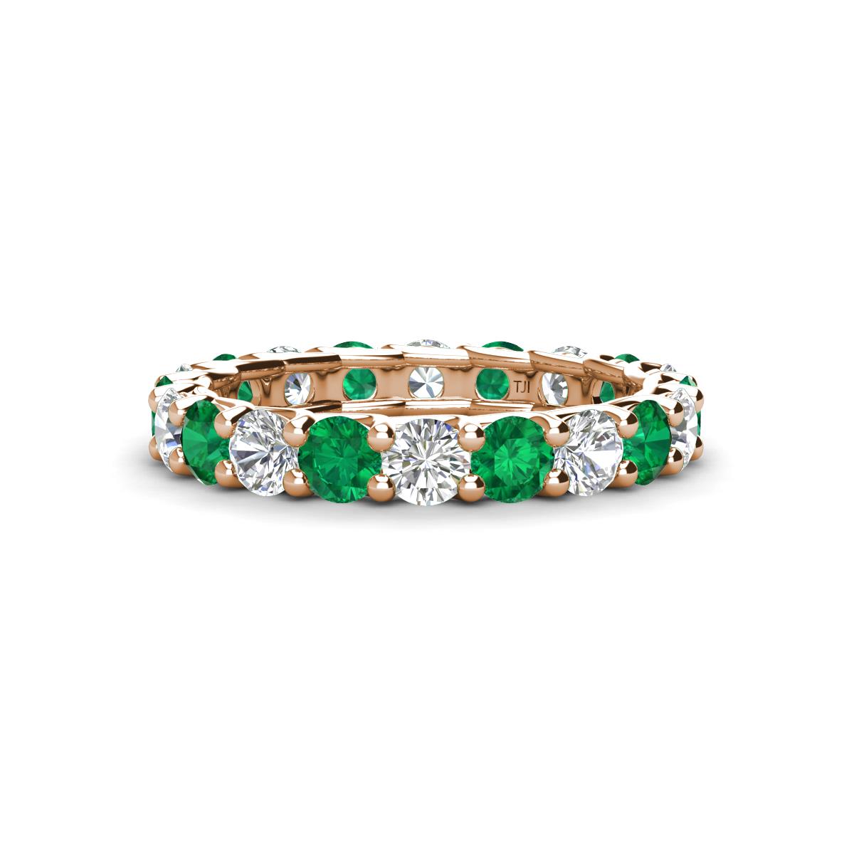 Laida 3.40 mm Emerald and Diamond Eternity Band 