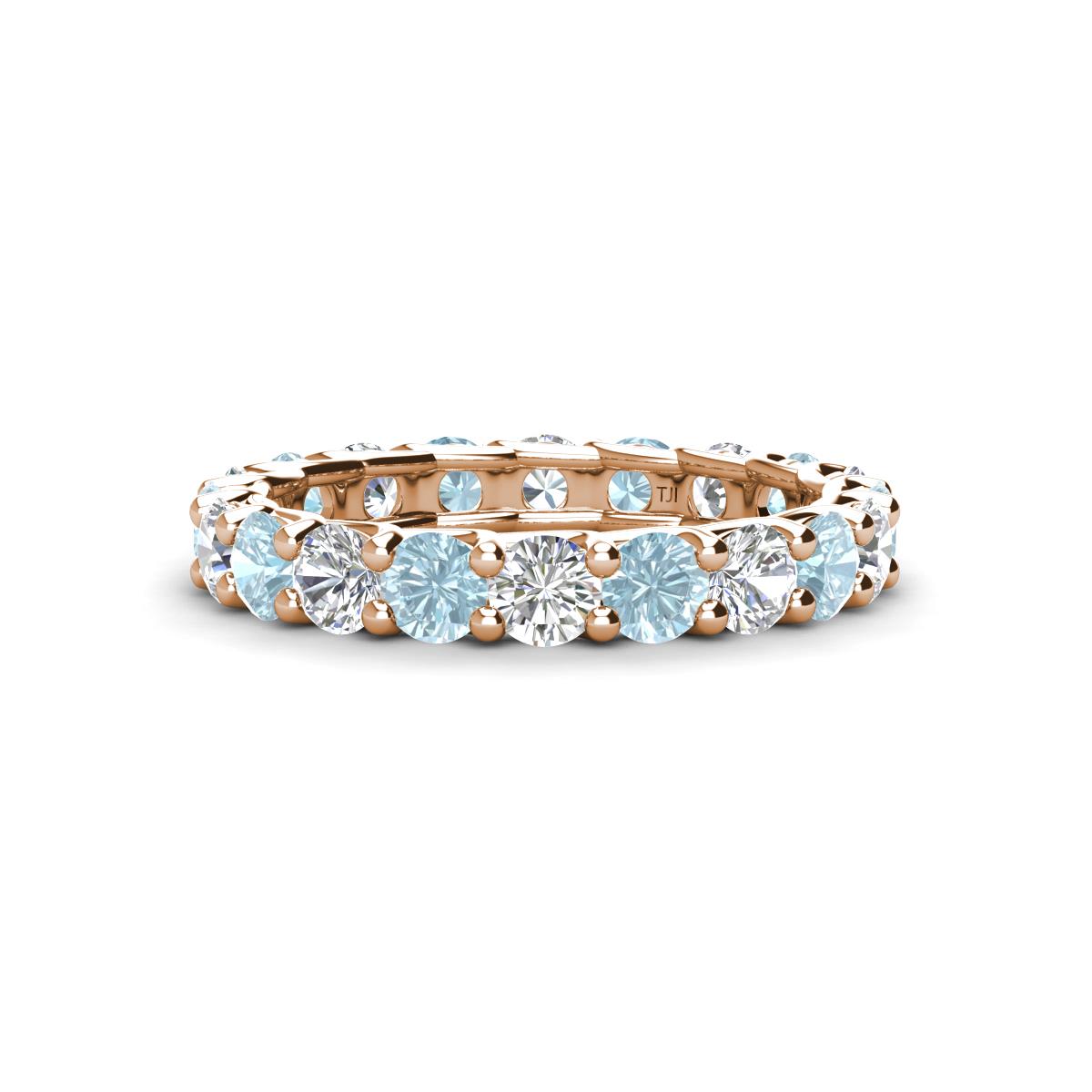 Laida 3.40 mm Aquamarine and Diamond Eternity Band 