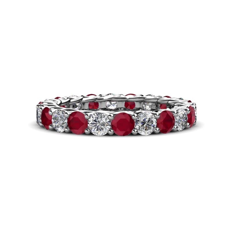 Lucida 3.40 mm Round Ruby and Diamond Eternity Band 