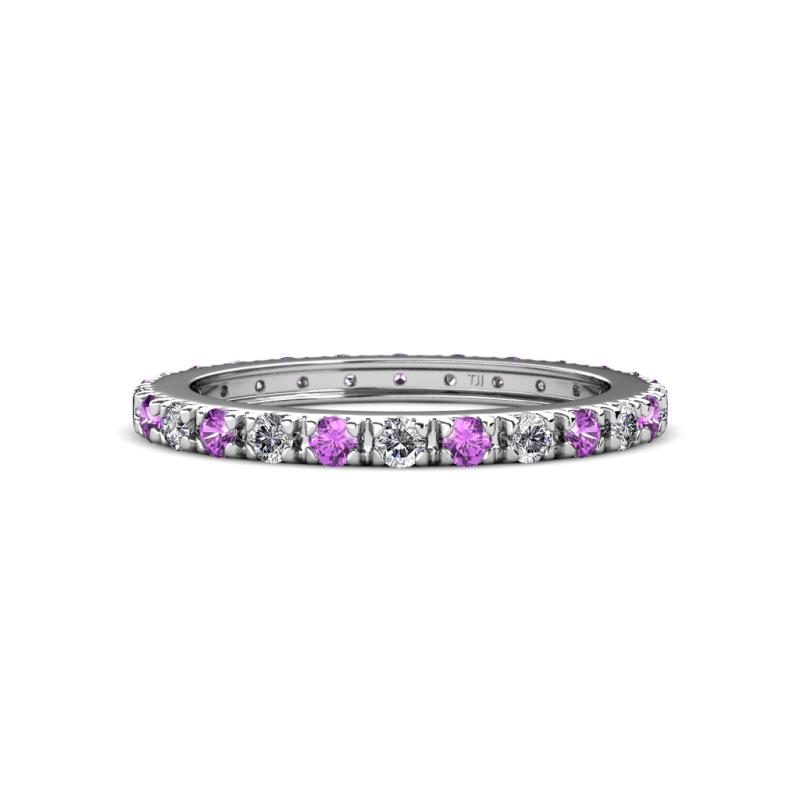 Gracie 2.30 mm Round Amethyst and Diamond Eternity Band 