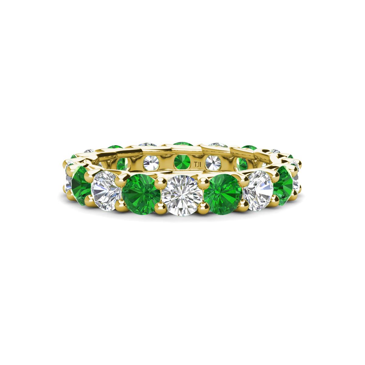 Laida 3.80 mm Green Garnet and Diamond Eternity Band 