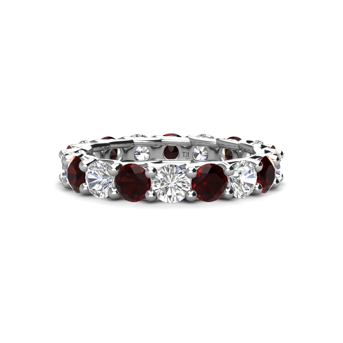 Laida 3.80 mm Red Garnet and Diamond Eternity Band 