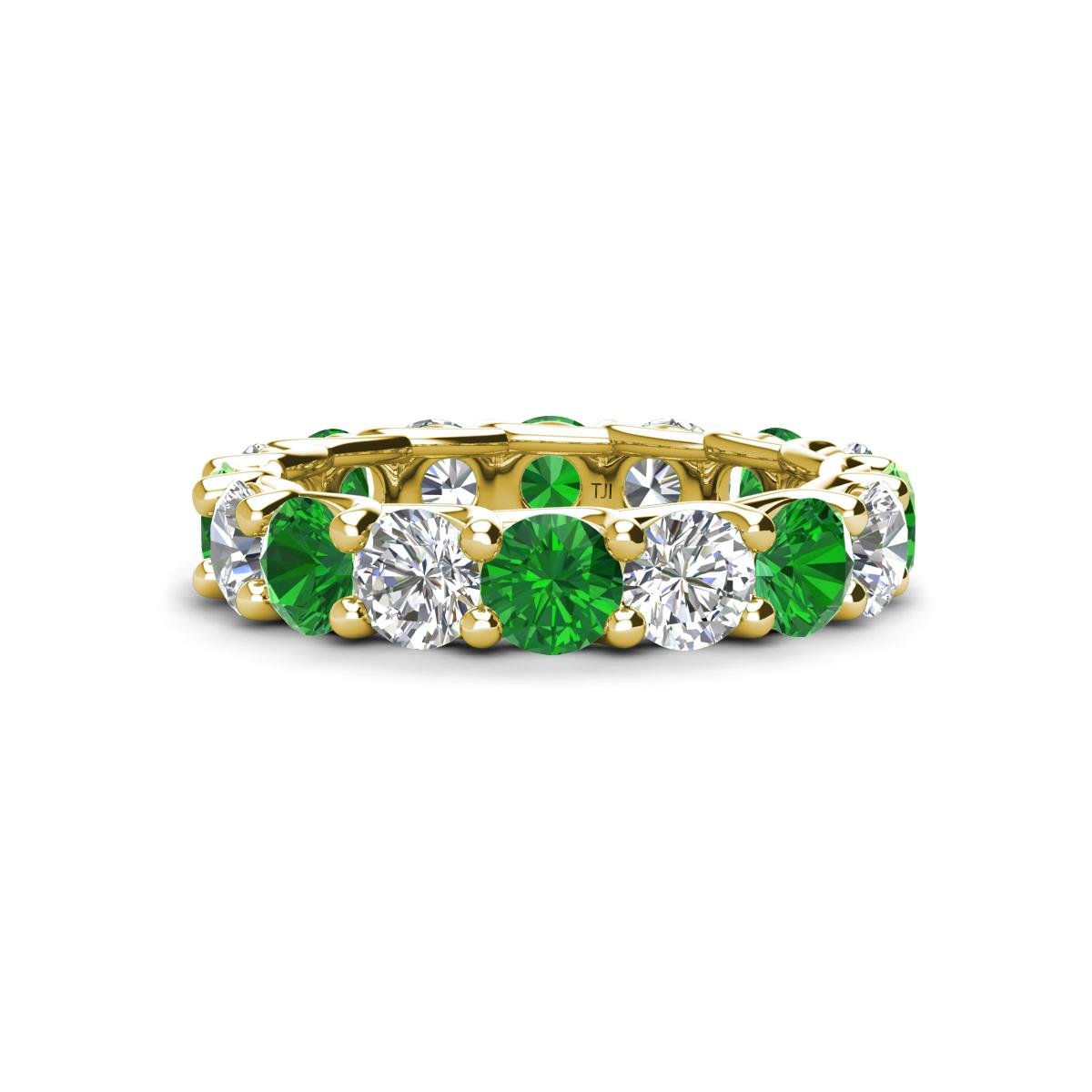 Laida 4.00 mm Green Garnet and Diamond Eternity Band 