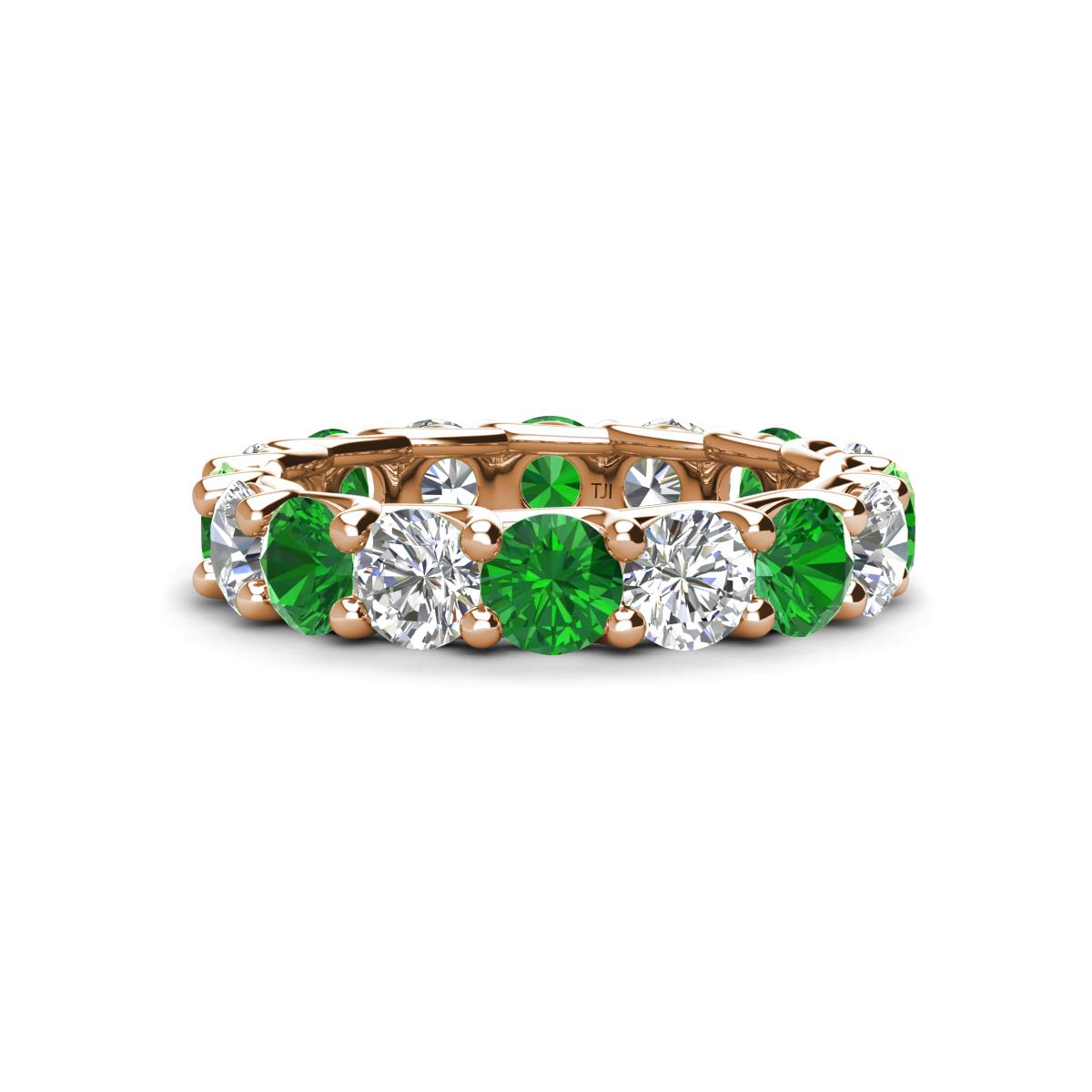 Laida 4.00 mm Green Garnet and Diamond Eternity Band 