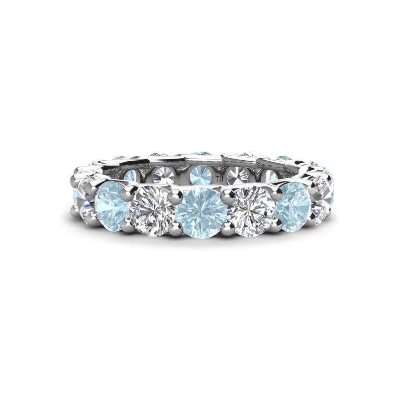 Laida 3.60 ctw (4.00 mm) Aquamarine and Diamond Eternity Band 