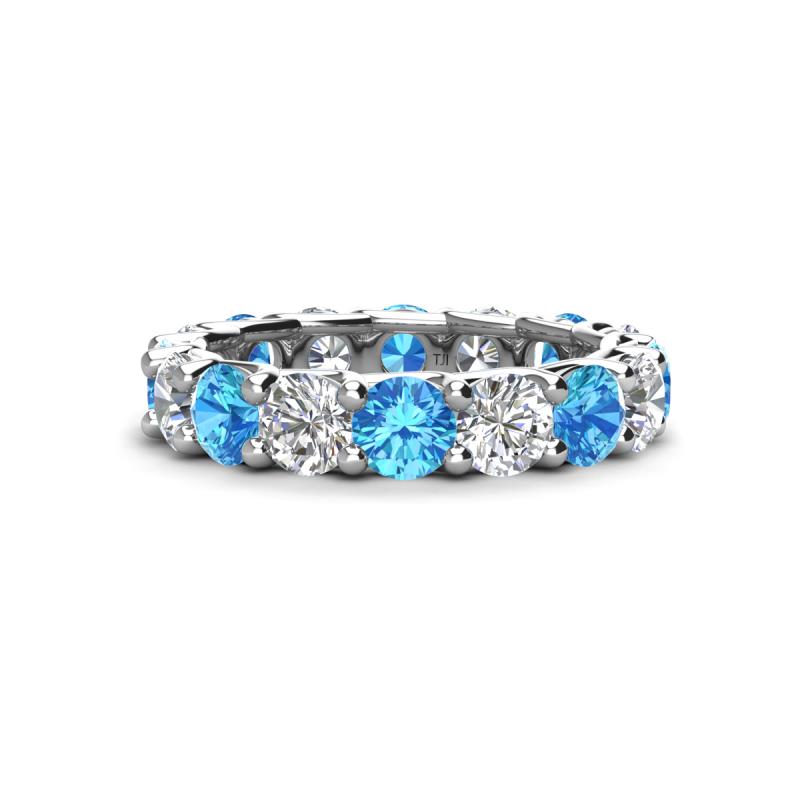 Laida 3.76 ctw (4.00 mm) Blue Topaz and Diamond Eternity Band 