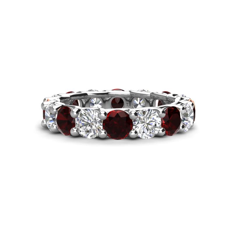 Laida 4.56 ctw (4.00 mm) Red Garnet and Diamond Eternity Band 