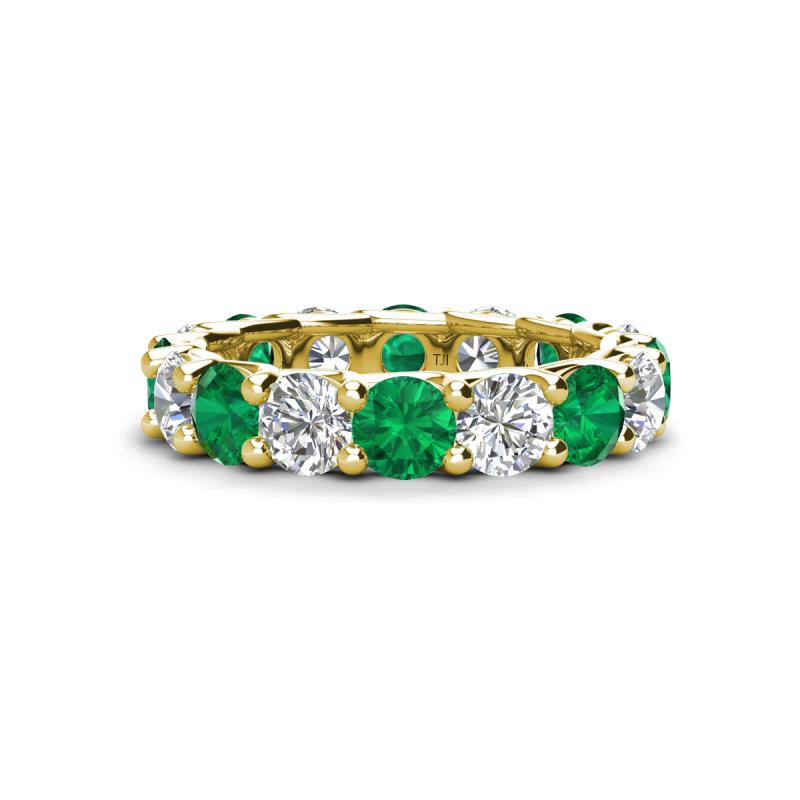 Laida 4.00 ctw (4.00 mm) Emerald and Diamond Eternity Band 