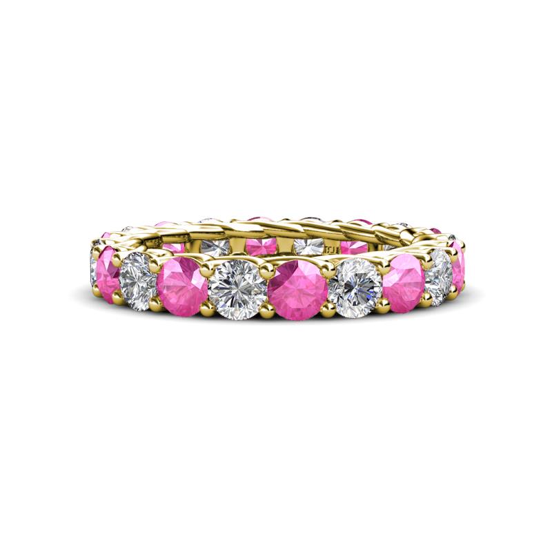 Lucida 4.10 ctw (3.80 mm) Round Pink Sapphire and Natural Diamond Eternity Band 
