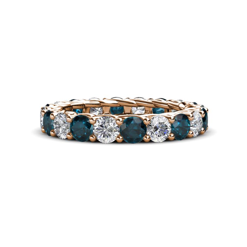 Lucida 3.90 ctw (3.80 mm) Round London Blue Topaz and Natural Diamond Eternity Band 