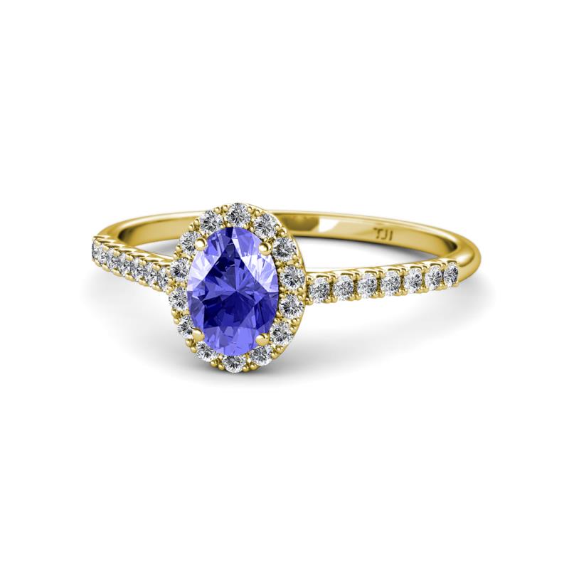 Marnie Desire Oval Cut Tanzanite and Diamond Halo Engagement Ring 