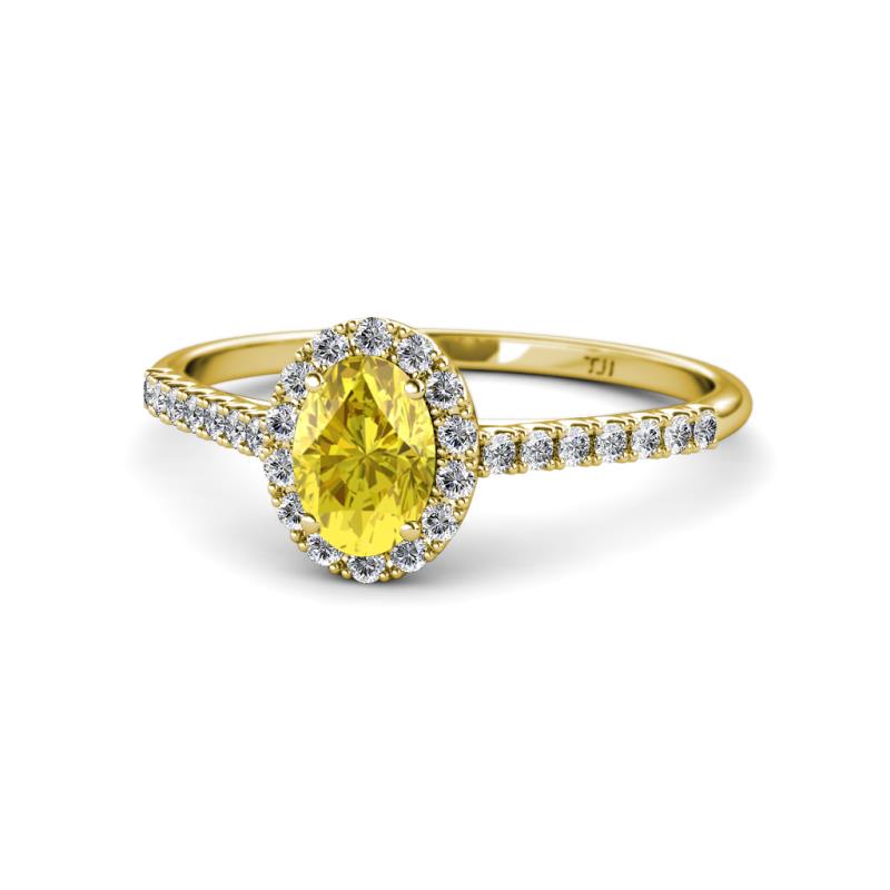 Marnie Desire Oval Cut Yellow Sapphire and Diamond Halo Engagement Ring 